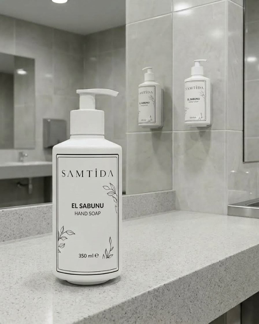 Üniversite ve AVM lavabolarında kullanılan 350 ml Samtida dispenserler